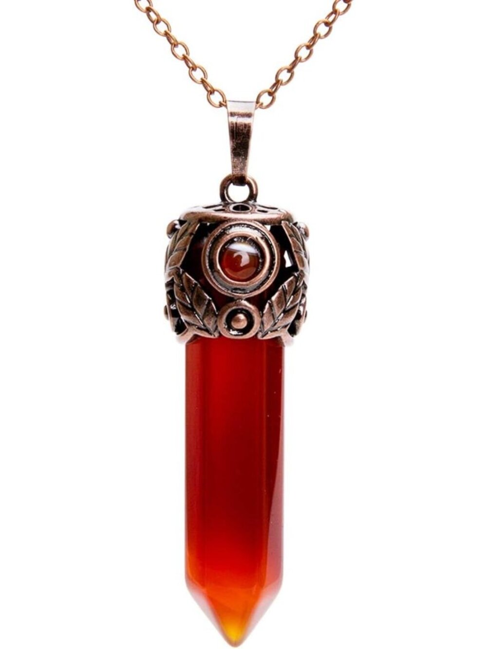 Vintage-Inspired Chakra Necklace with Hexagonal Quartz Crystal Pendant